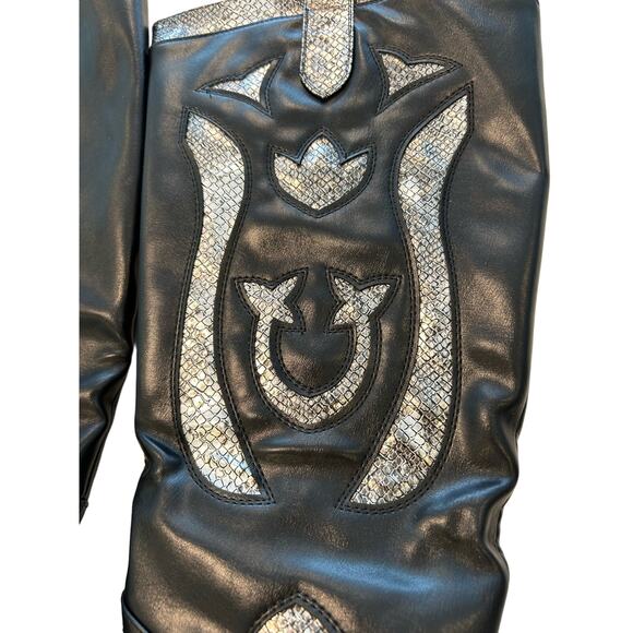 ANN CREEK 'Boma' Snake Accent Two-Tone Boots, Layered High Heels, Size 10 M - Picture 6 of 12